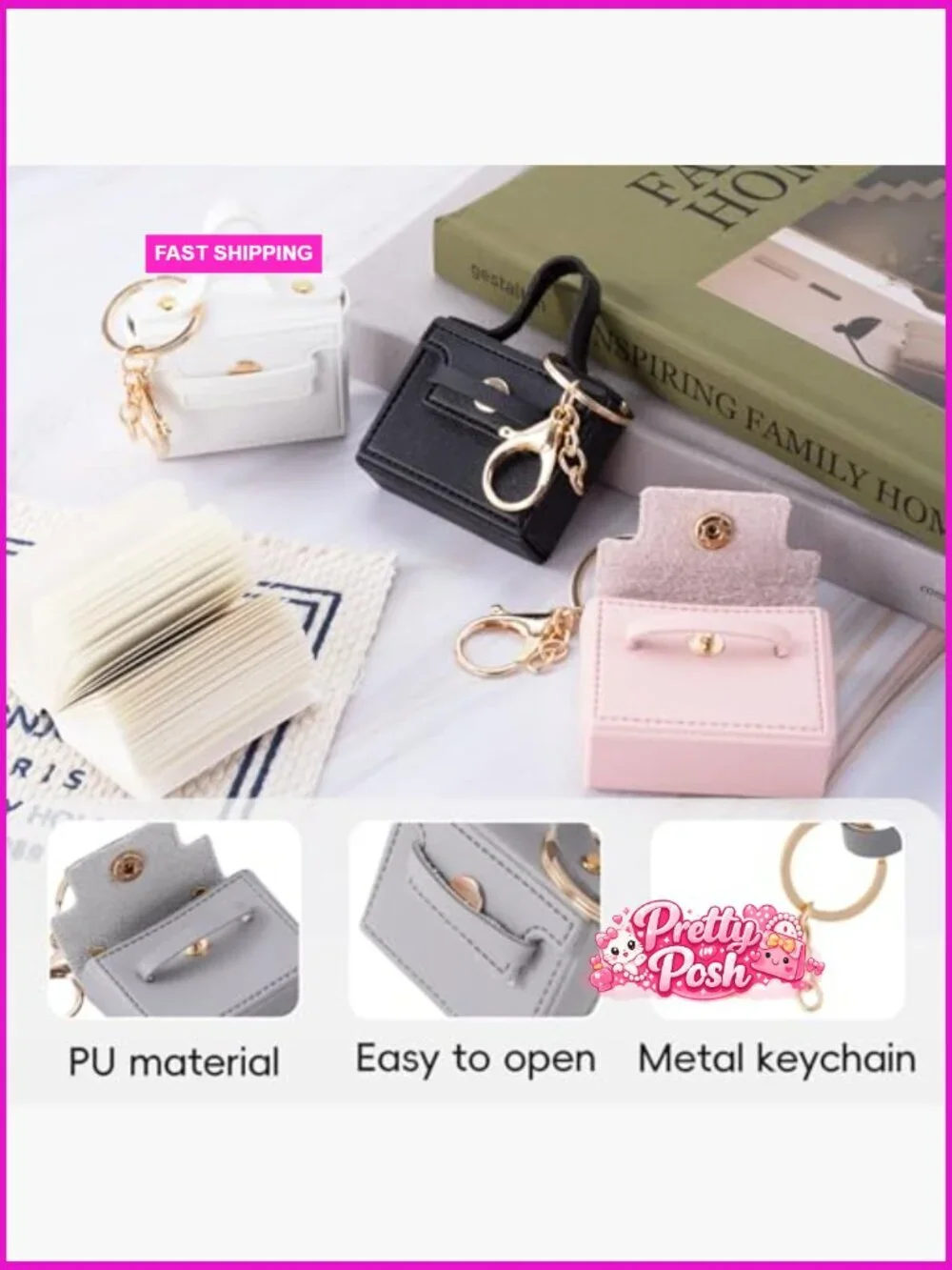 PU Leather Mini Backpack Keychain Coin Purse Zipper Pouch